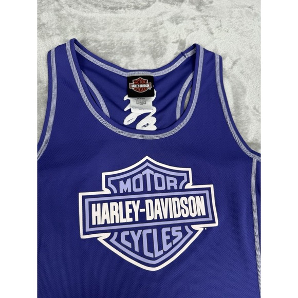 Harley Davidson Purple Tank Top Womens Small S Logo Embroidered Motorcycle Biker - Picture 3 of 7